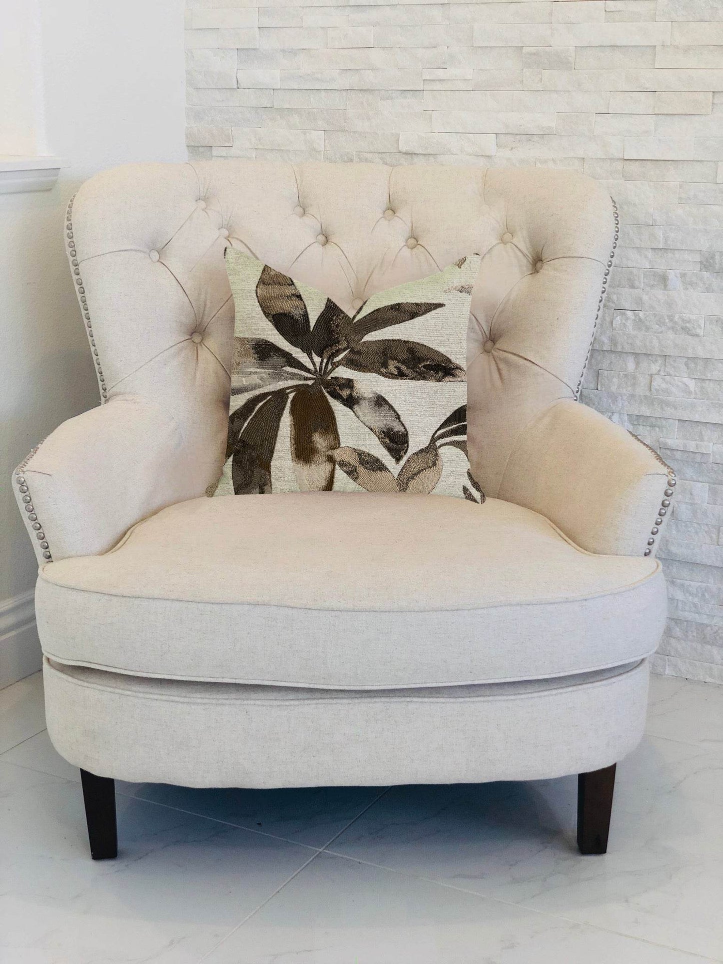 Santorini Cove Beige and Brown Tones Luxury Throw Pillow