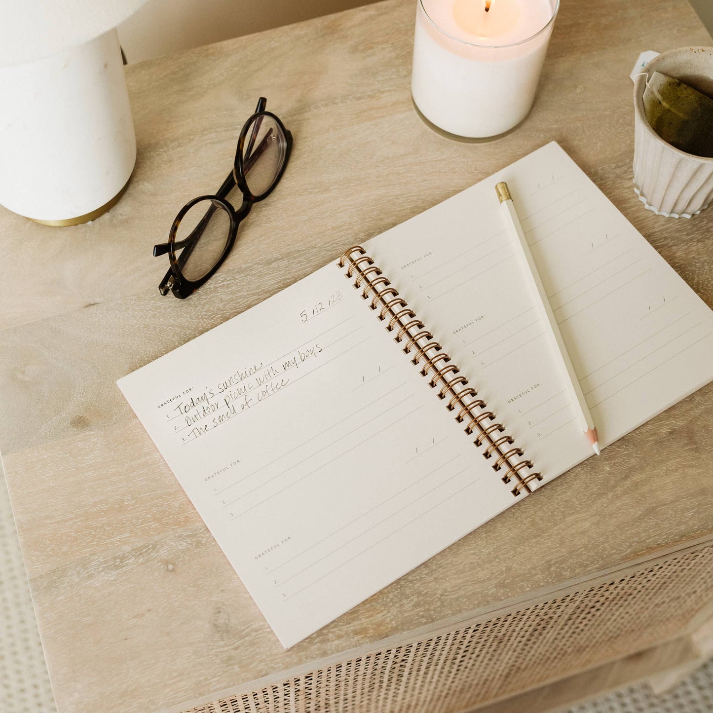 Mini Gratitude Journal—Dusty Rose & Charcoal