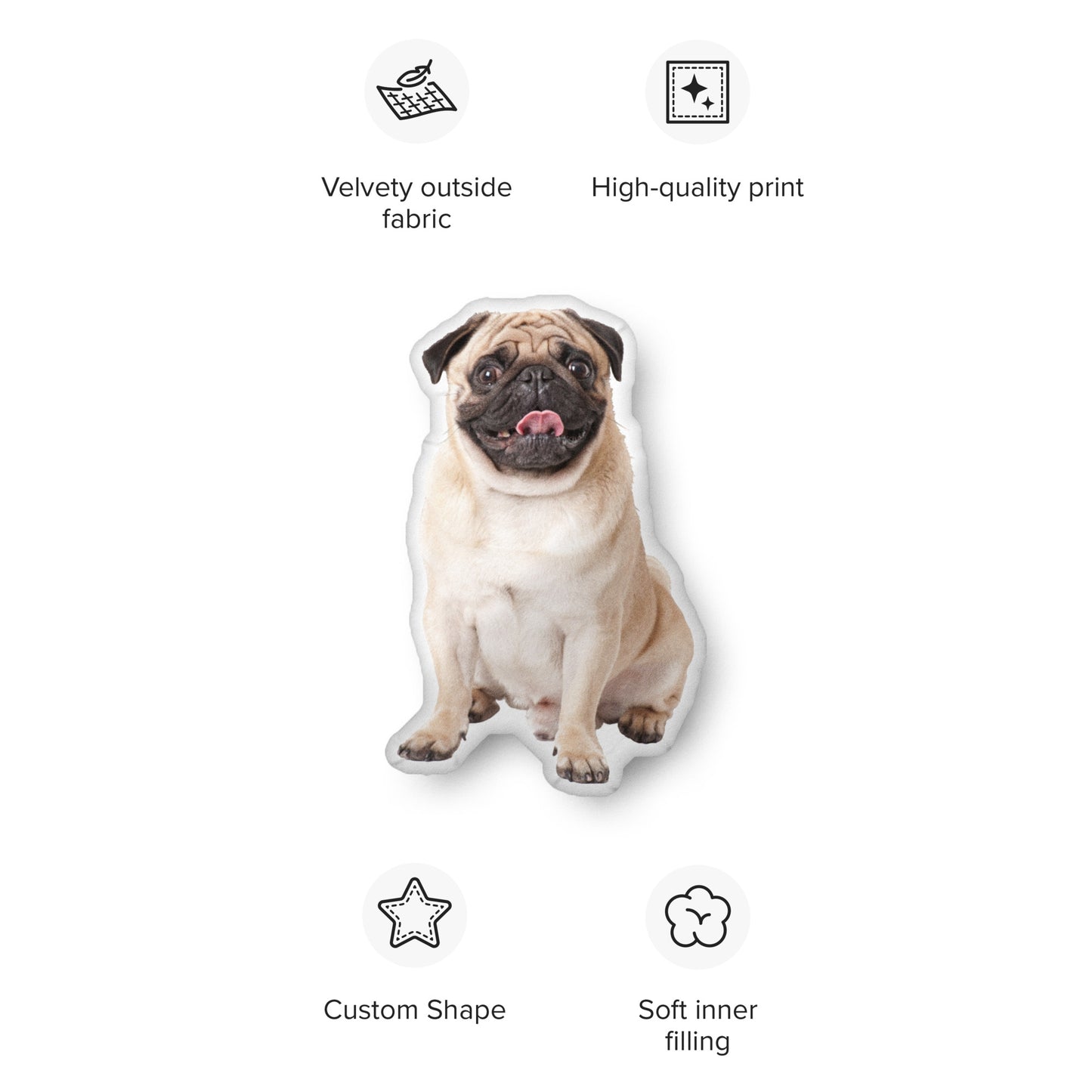 Custom-shaped pillow | Pug