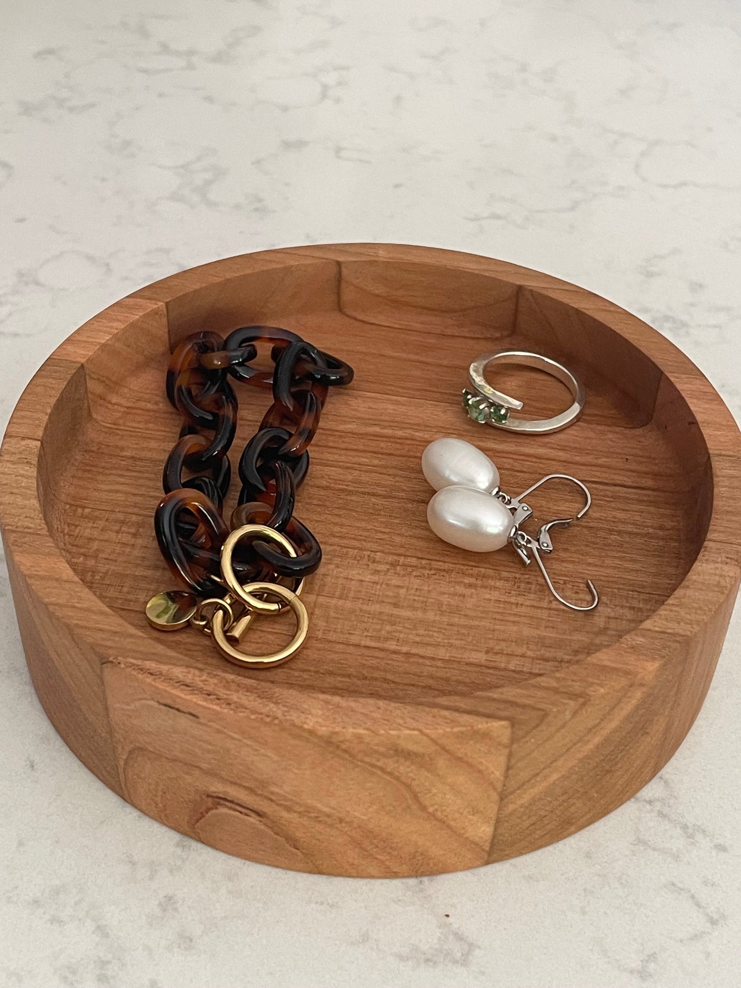 Handmade Hardwood Mini Catch-All Round Tray