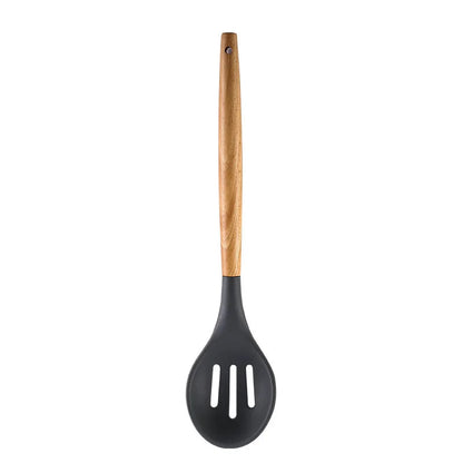 Kitchen Silicone Wooden Handle Kitchenware, Pot Shovel, Soup Spoon, Leaky Spoon, Cooking Tools, Kitchenware, Tableware