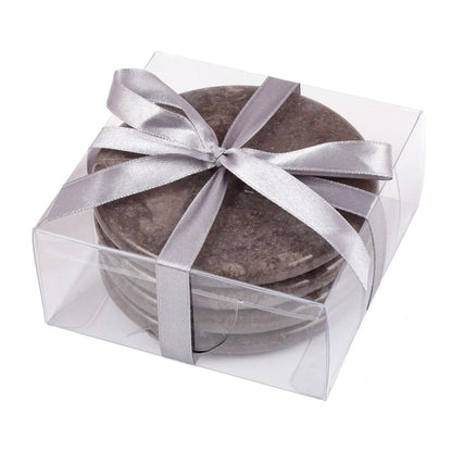 Natural Charcoal Marble 4Pc Coaster Set (4" Diameter)