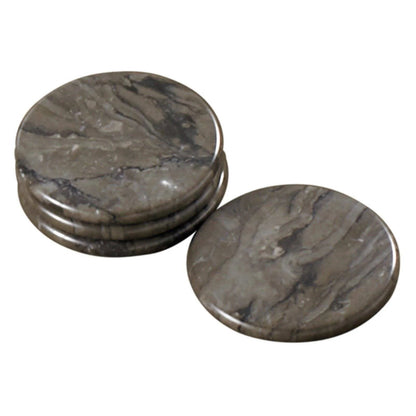 Natural Charcoal Marble 4Pc Coaster Set (4" Diameter)