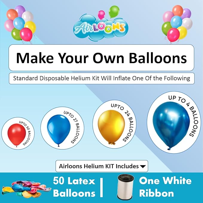 12 inch Mega Helium Tank Kit with 50 balloons