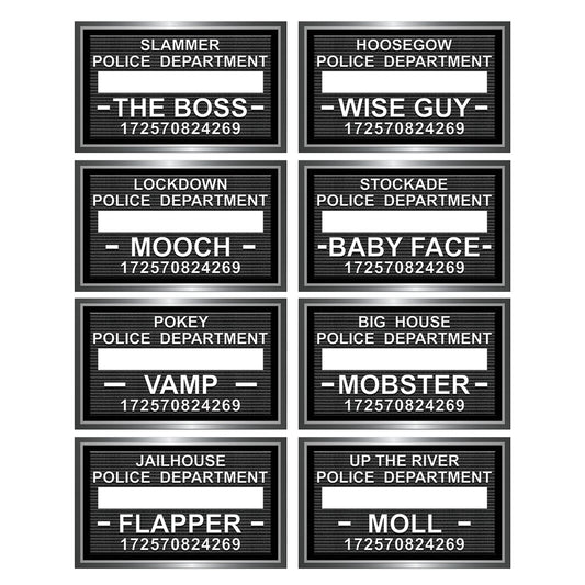 Mug Shot Roaring 20's Photo Booth Fun Signs, Black/White, 8 Ct.