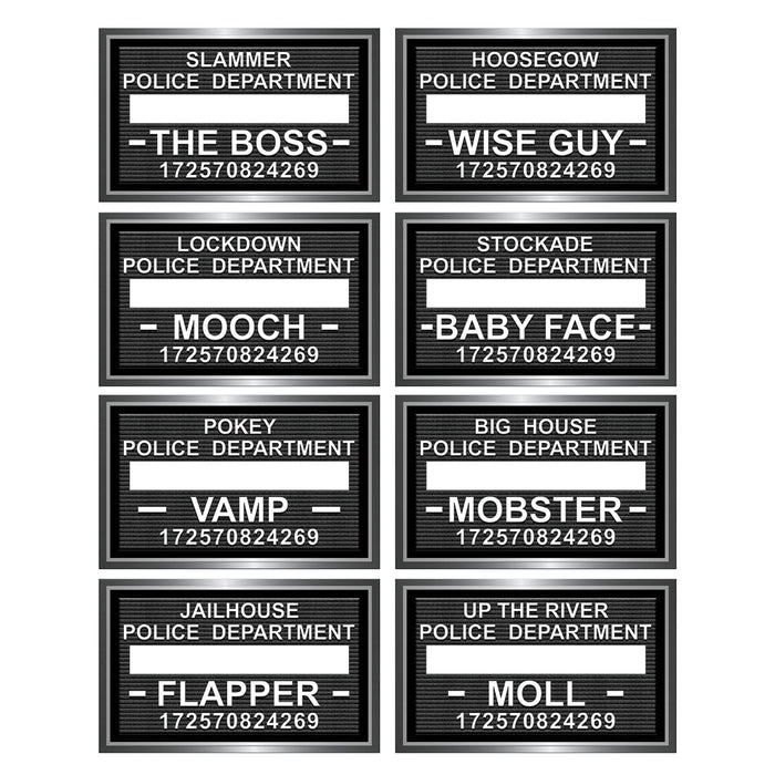 Mug Shot Roaring 20's Photo Booth Fun Signs, Black/White, 8 Ct.