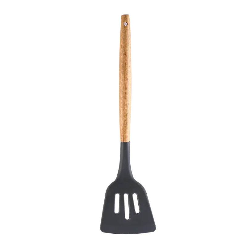 Kitchen Silicone Wooden Handle Kitchenware, Pot Shovel, Soup Spoon, Leaky Spoon, Cooking Tools, Kitchenware, Tableware