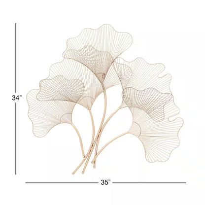 35 In. X 34 In. Metal Copper Ginkgo Leaf Wire Floral Wall Decor