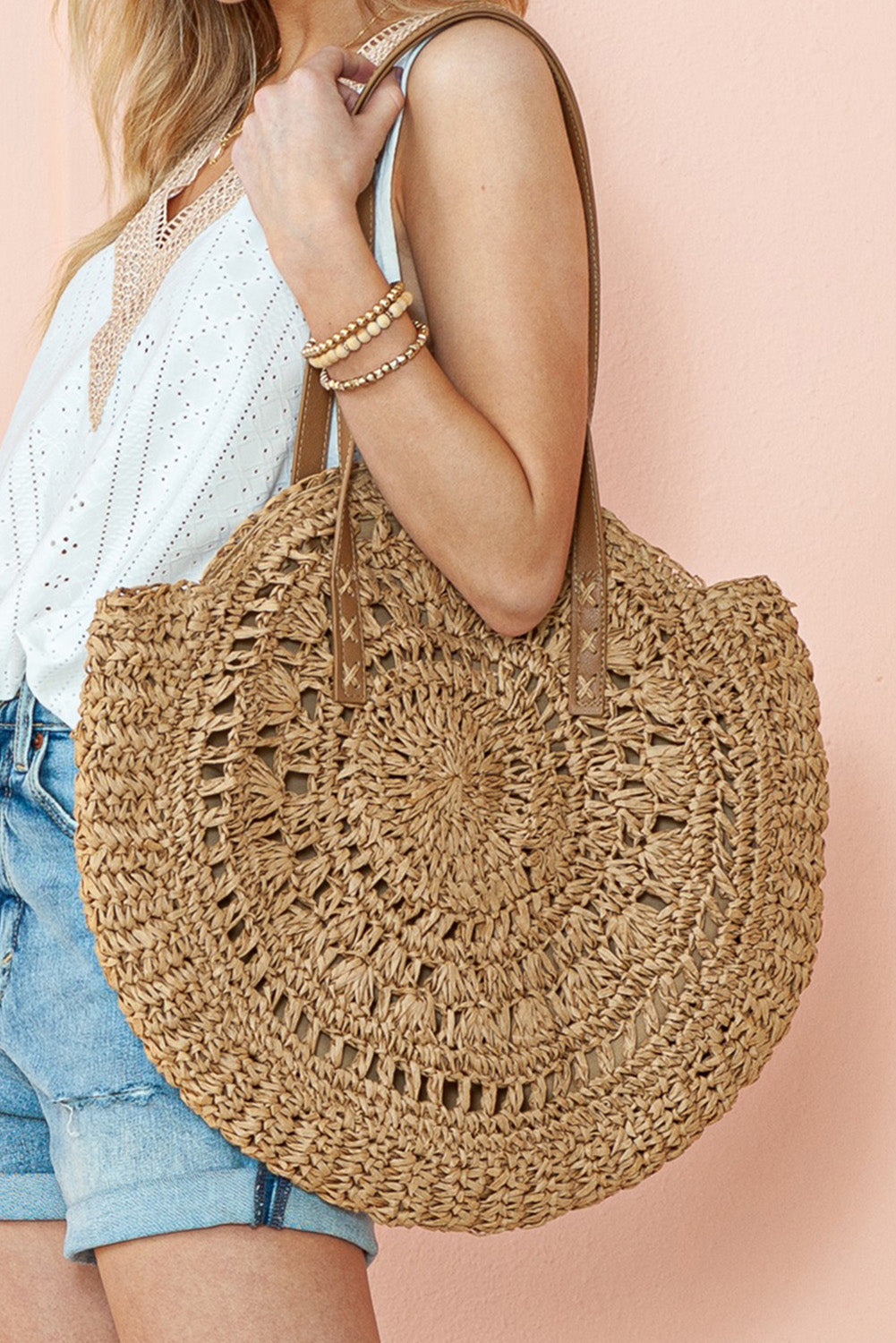 Mavis Bohemian Straw Woven Round Bag