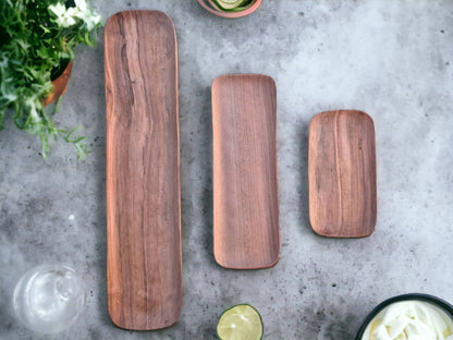 Hand-Carved Walnut Wood Trays Set of 3: A Moroccan Artistry on Your Table