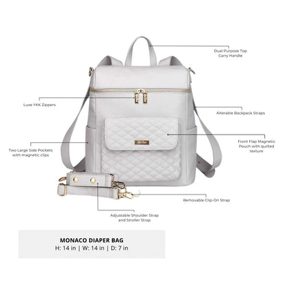 Monaco Diaper Bag | Pearl White