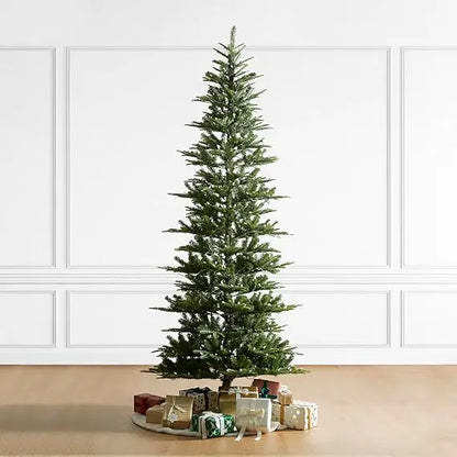 9ft Pre-lit Snow Flocked Spruce Christmas Tree wth Easy Assembly Metal Stand, Christmas Tree with 900 Warm White Lights