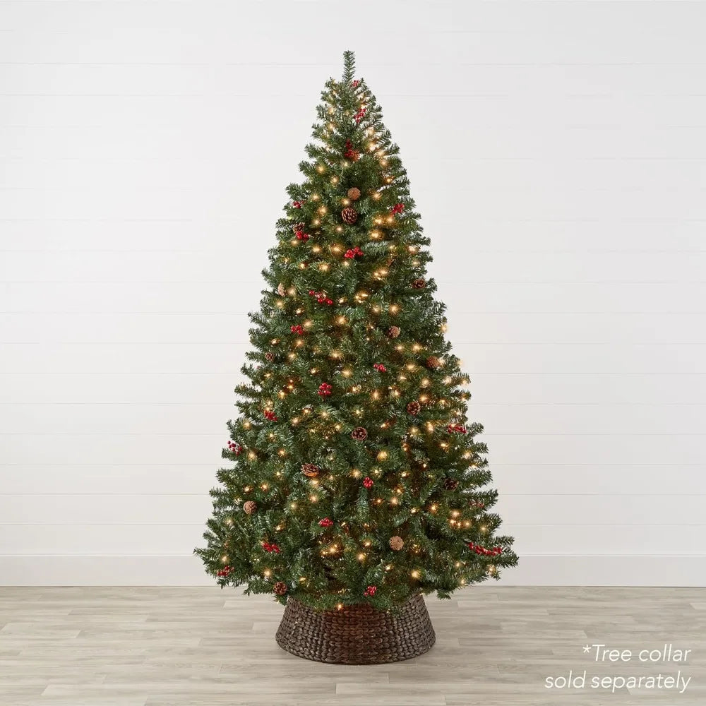 6ft Pre-Lit Pre-Decorated Spruce Hinged Artificial Christmas Tree w/ 798 Tips, 29 Pinecones, 29 Berries, 250 Lights, Metal Base