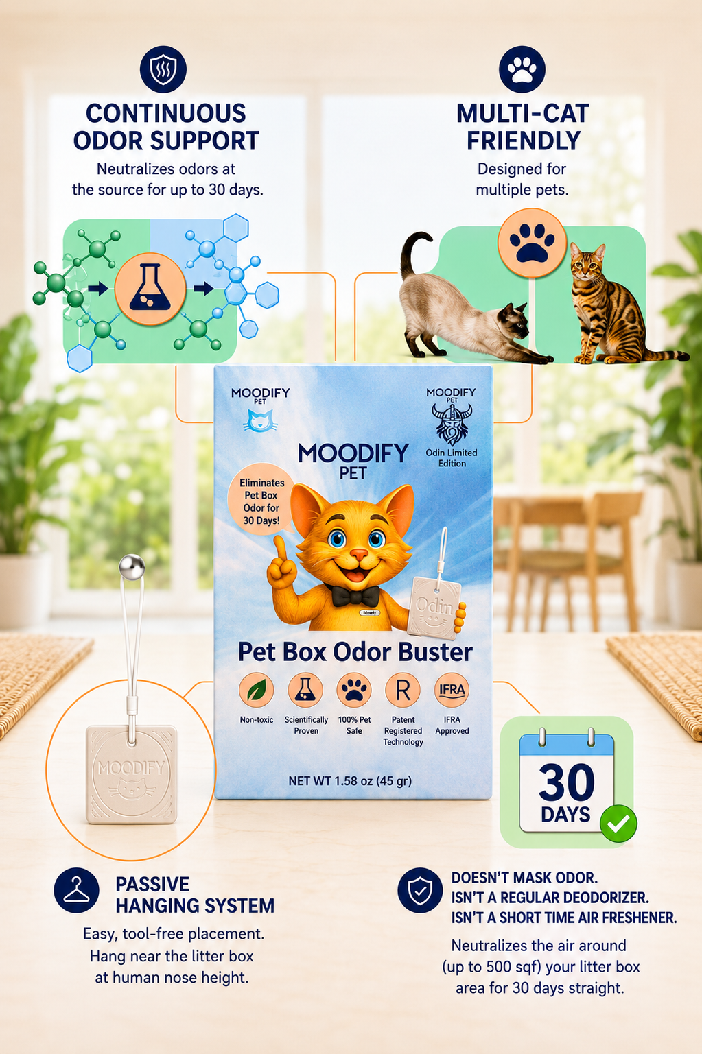 MoodifyPet Cat Litter Box Odor Neutralizer — 6 Pack (Whole-Home)