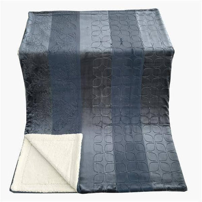 Tache Solid Embossed Rainy Day Grey Sherpa Throw Blanket
