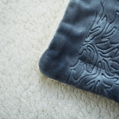 Tache Solid Embossed Rainy Day Grey Sherpa Throw Blanket