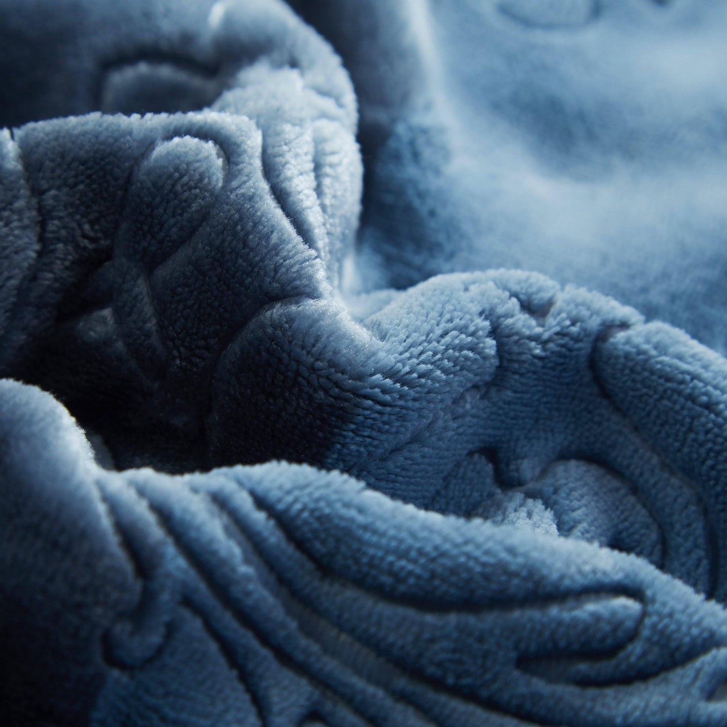 Tache Solid Embossed Rainy Day Grey Sherpa Throw Blanket