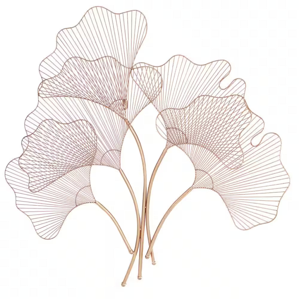 35 In. X 34 In. Metal Copper Ginkgo Leaf Wire Floral Wall Decor