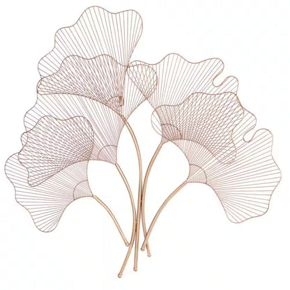 35 In. X 34 In. Metal Copper Ginkgo Leaf Wire Floral Wall Decor