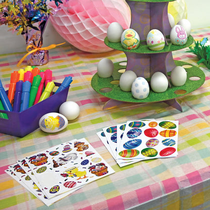 4-Pack Bunny Basket and Egg Stickers Sheet for Parties