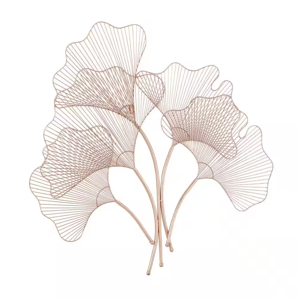 35 In. X 34 In. Metal Copper Ginkgo Leaf Wire Floral Wall Decor