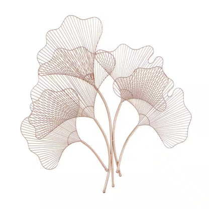 35 In. X 34 In. Metal Copper Ginkgo Leaf Wire Floral Wall Decor