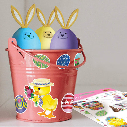 4-Pack Bunny Basket and Egg Stickers Sheet for Parties