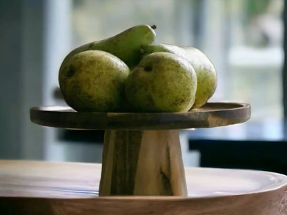 High Stand Walnut Wooden Cake Plate - Eco-Friendly Serving Tray for Desserts, Fruits, and Snacks