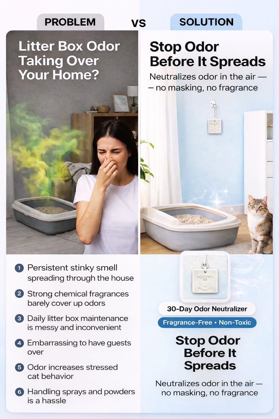 MoodifyPet Cat Litter Box Odor Neutralizer — 3 Pack (Multi-Cat)